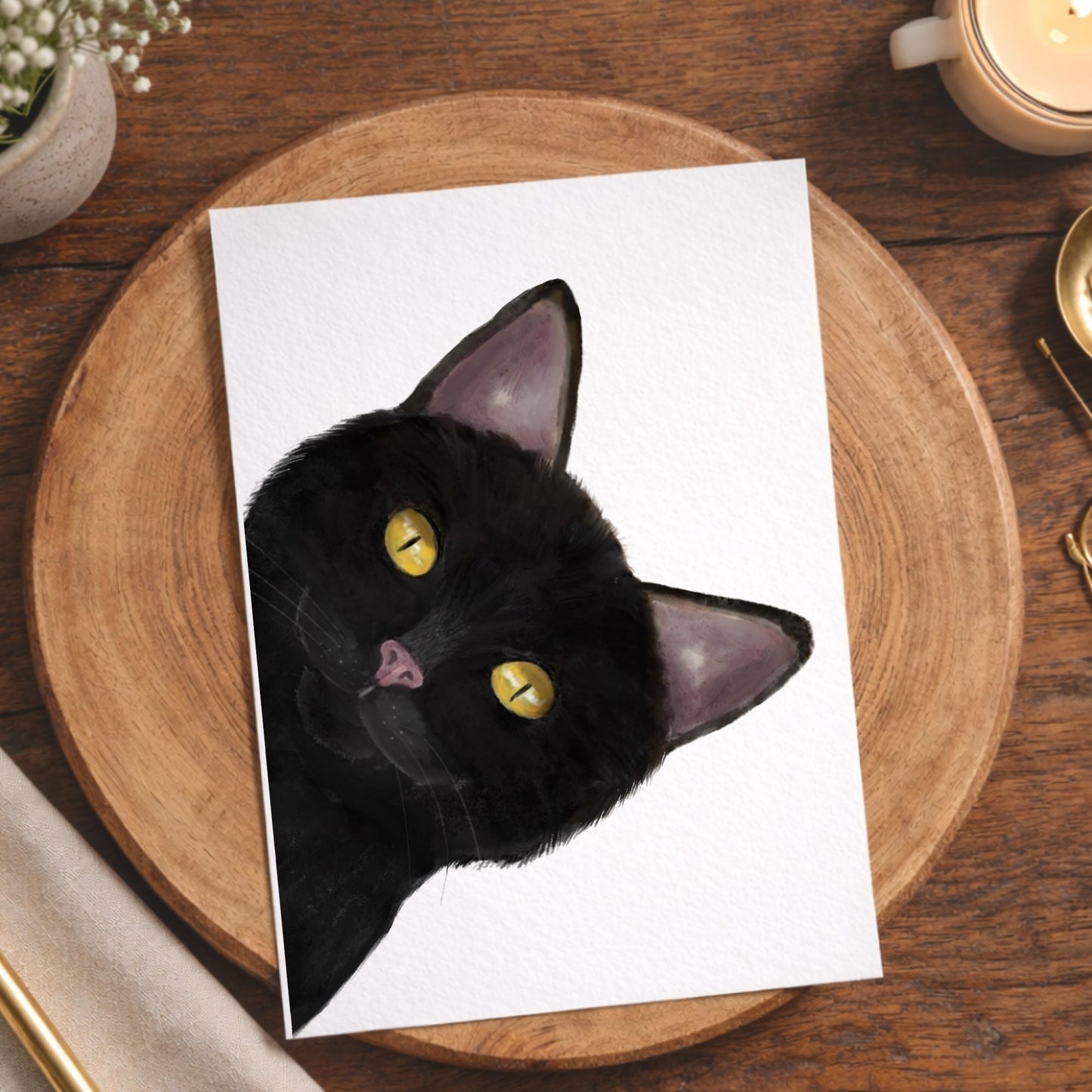 Black Cat Postcard - MerikaArt