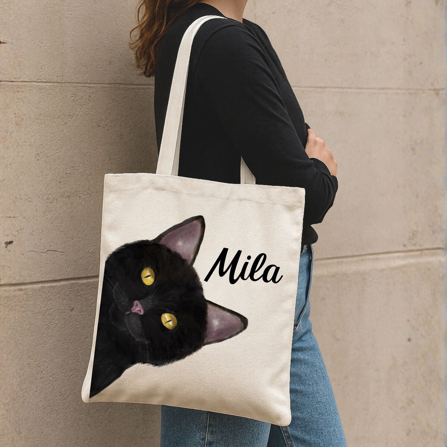 Black Cat Tote Bag - MerikaArt