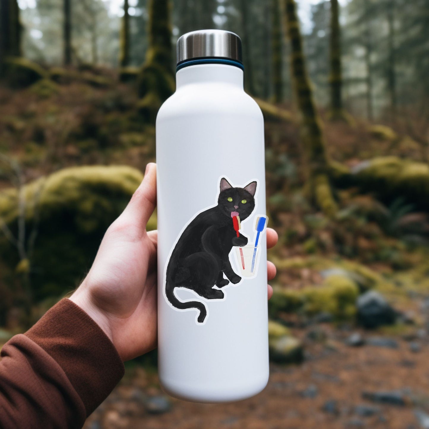 Black Cat Vinyl Sticker - MerikaArt