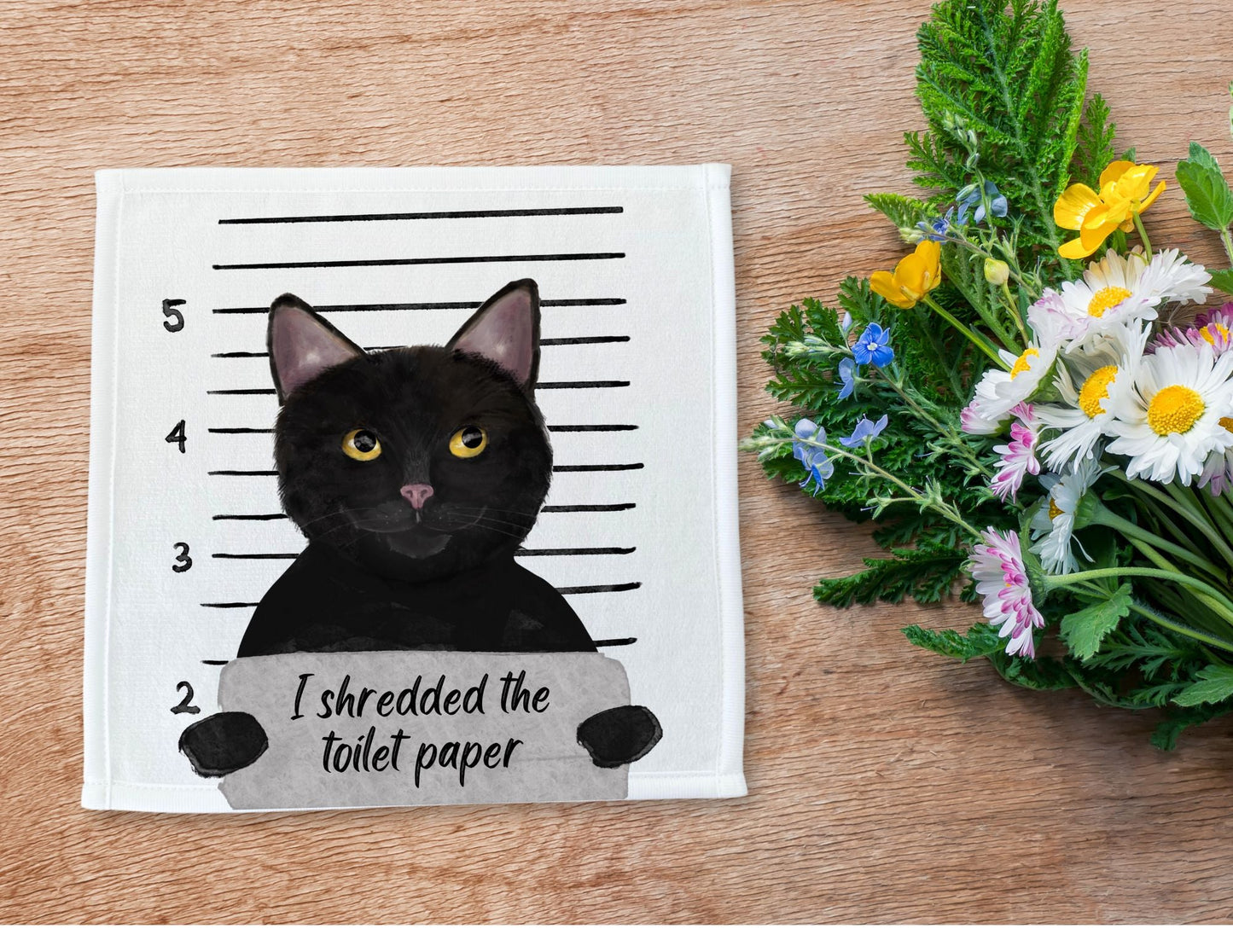 Black Cat Washcloth - MerikaArt