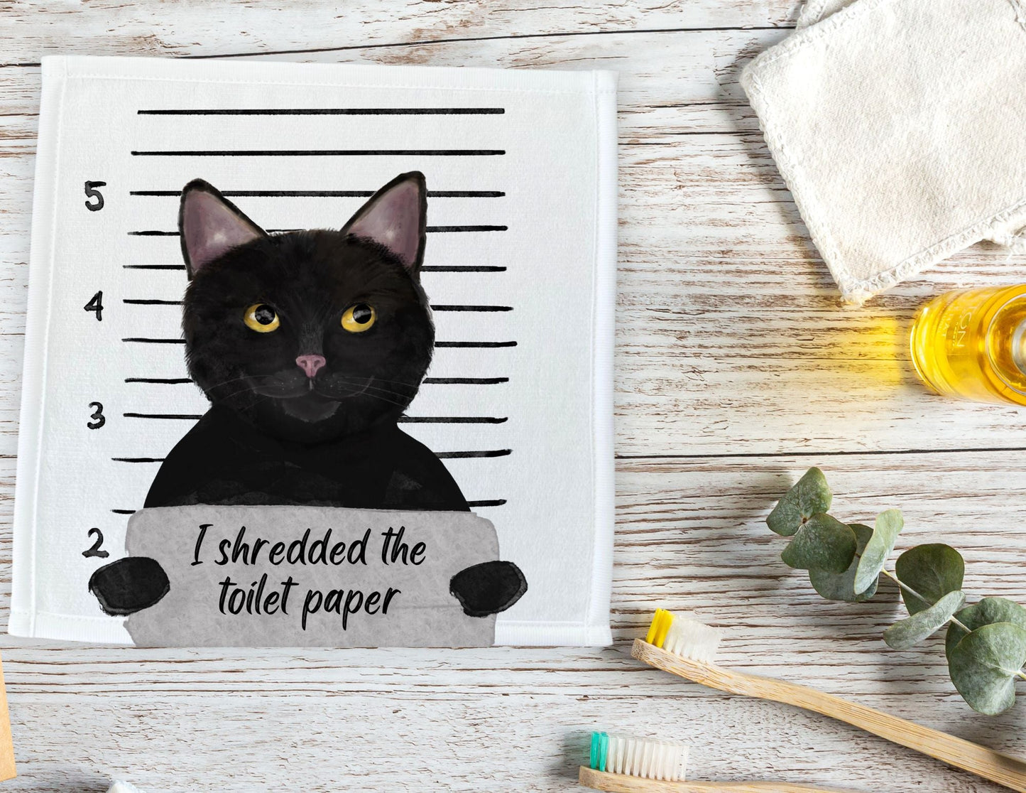 Black Cat Washcloth - MerikaArt