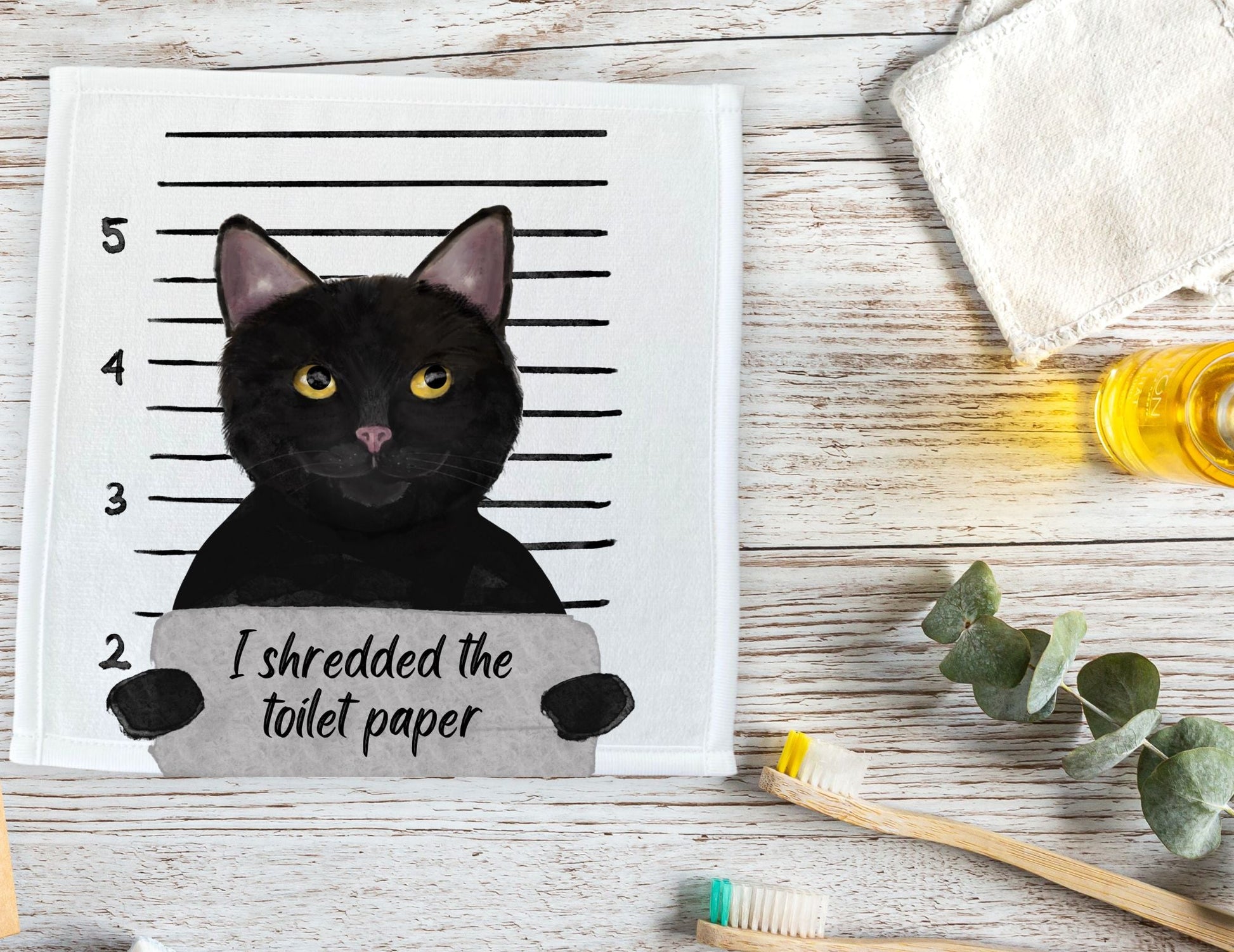 Black Cat Washcloth - MerikaArt