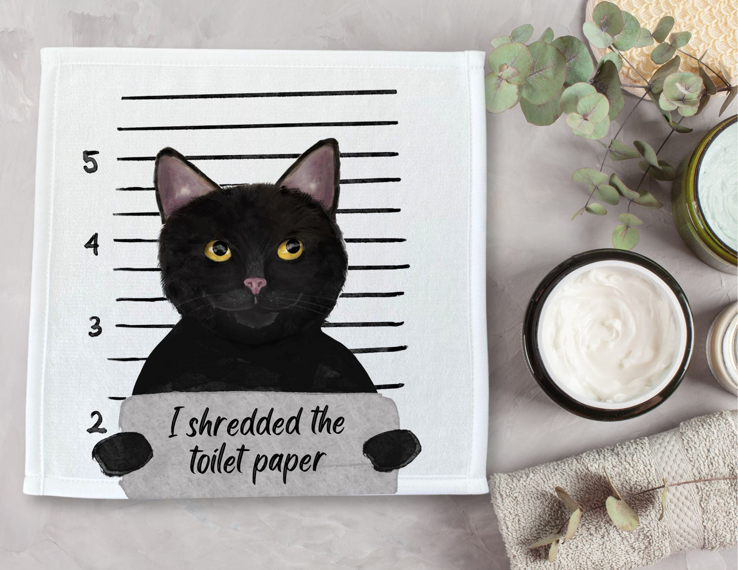 Black Cat Washcloth - MerikaArt