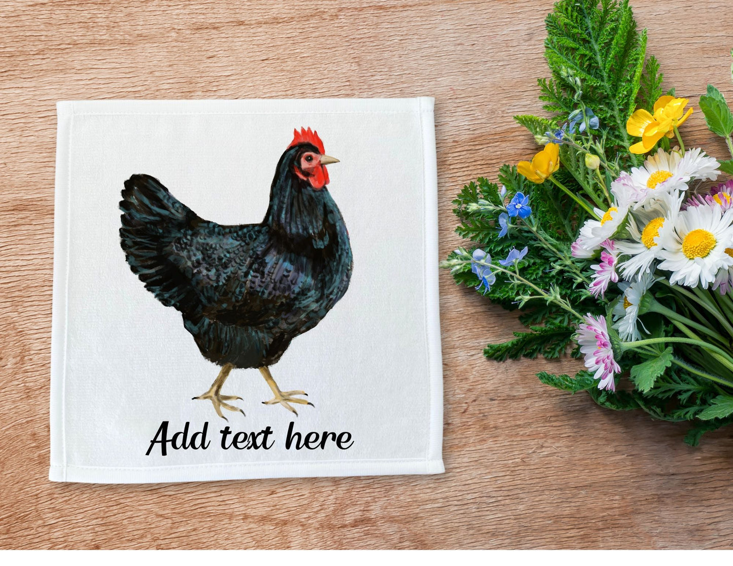 Black Chicken Washcloth - MerikaArt