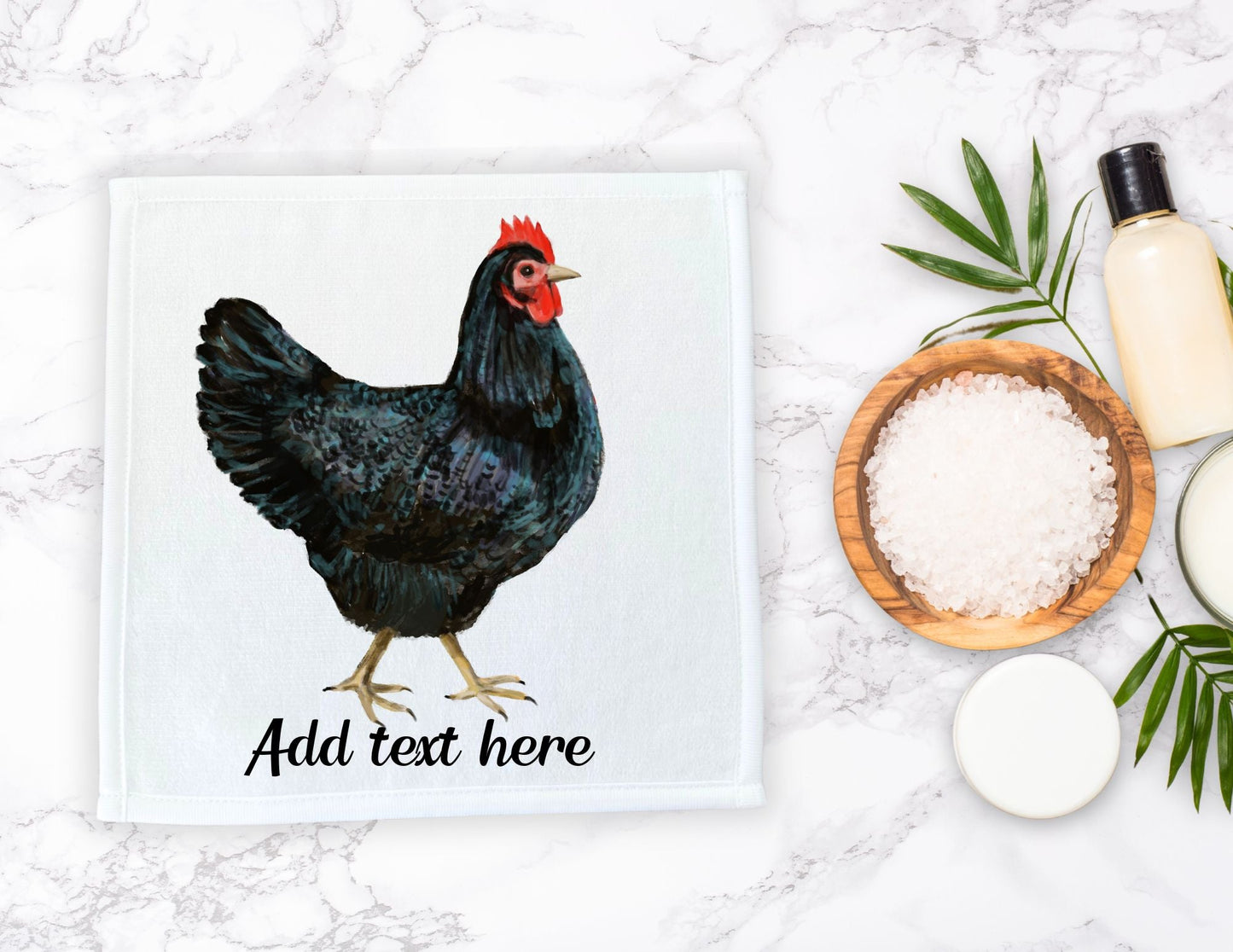 Black Chicken Washcloth - MerikaArt