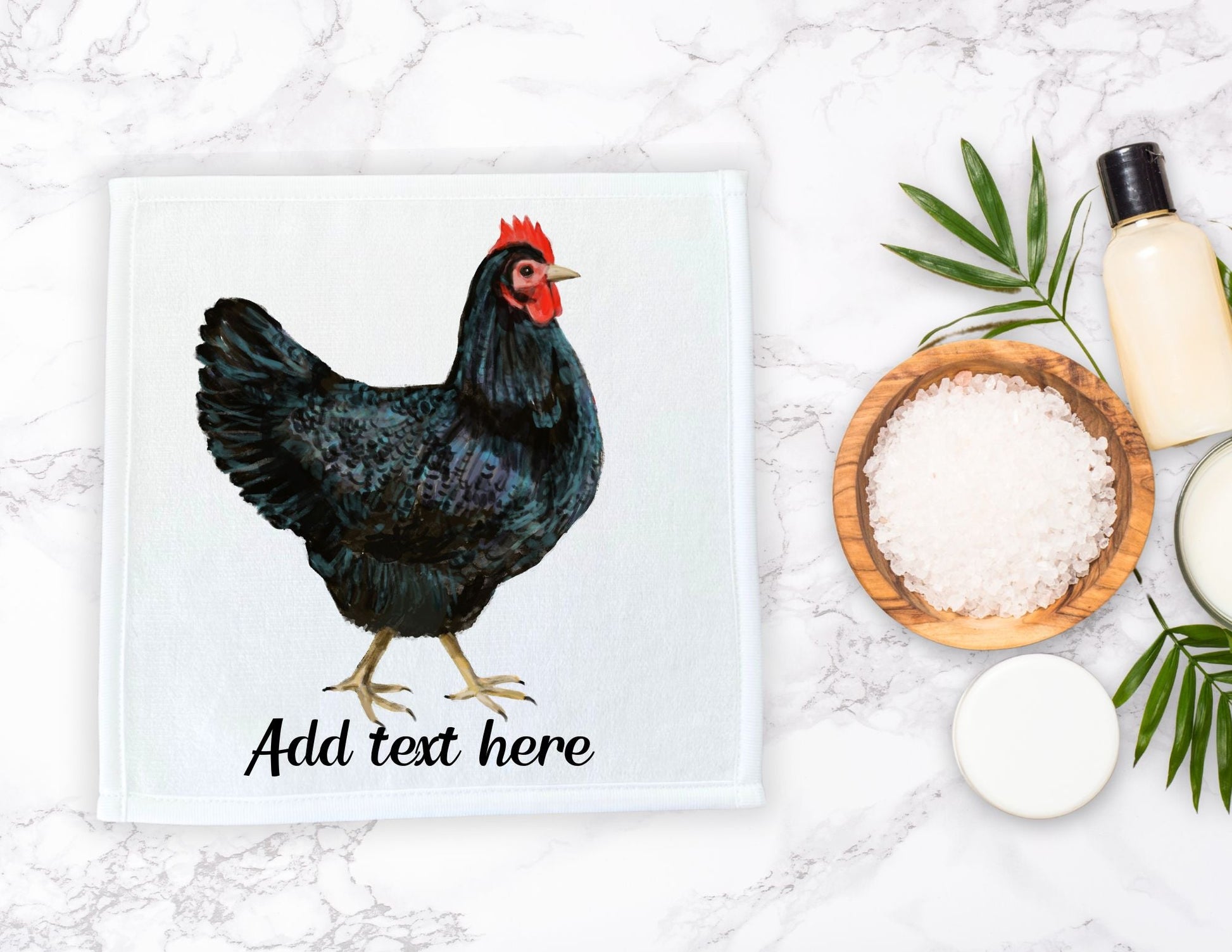 Black Chicken Washcloth - MerikaArt
