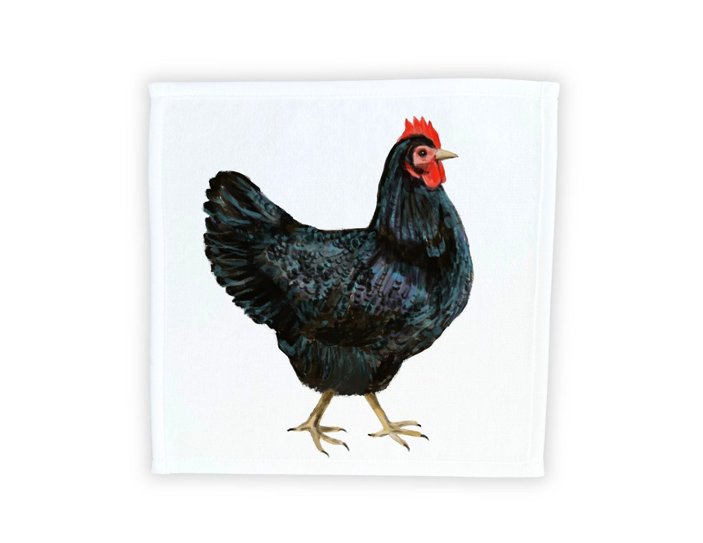 Black Chicken Washcloth - MerikaArt