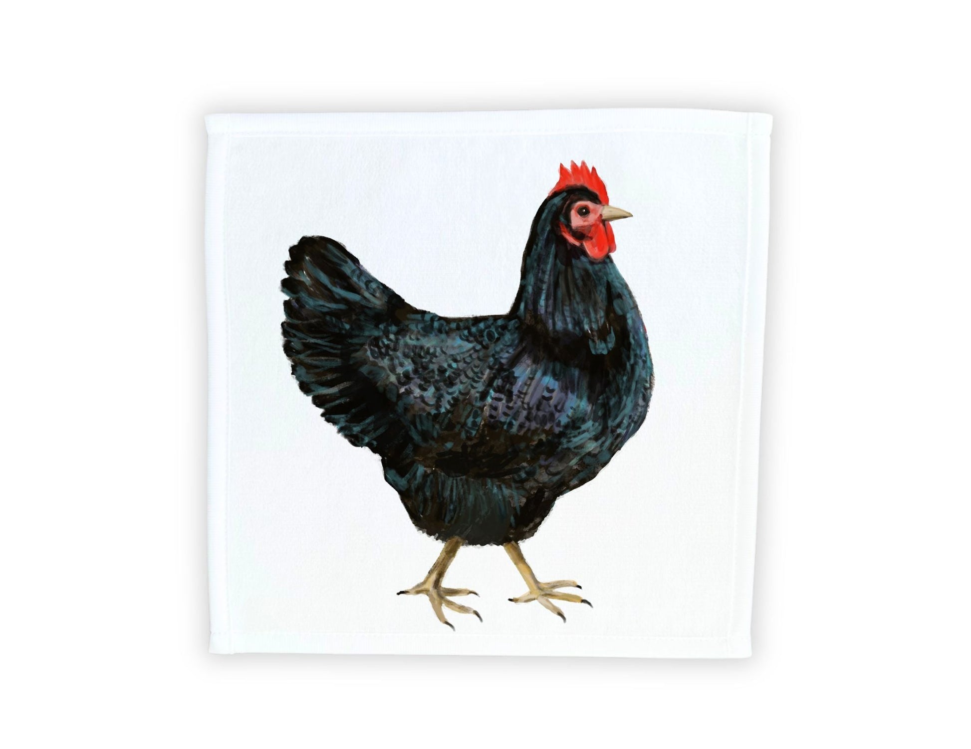Black Chicken Washcloth - MerikaArt
