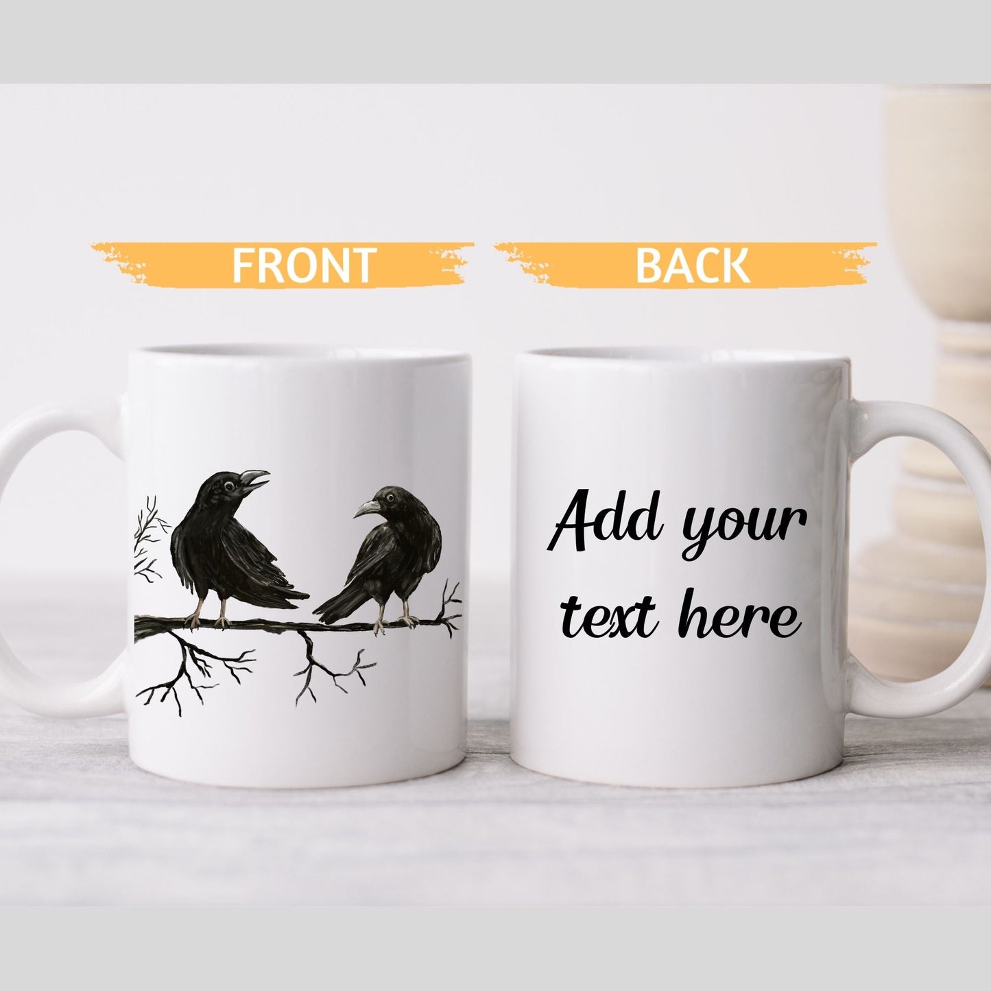 Black Crow Duo Ceramic Coffee Mug - MerikaArt