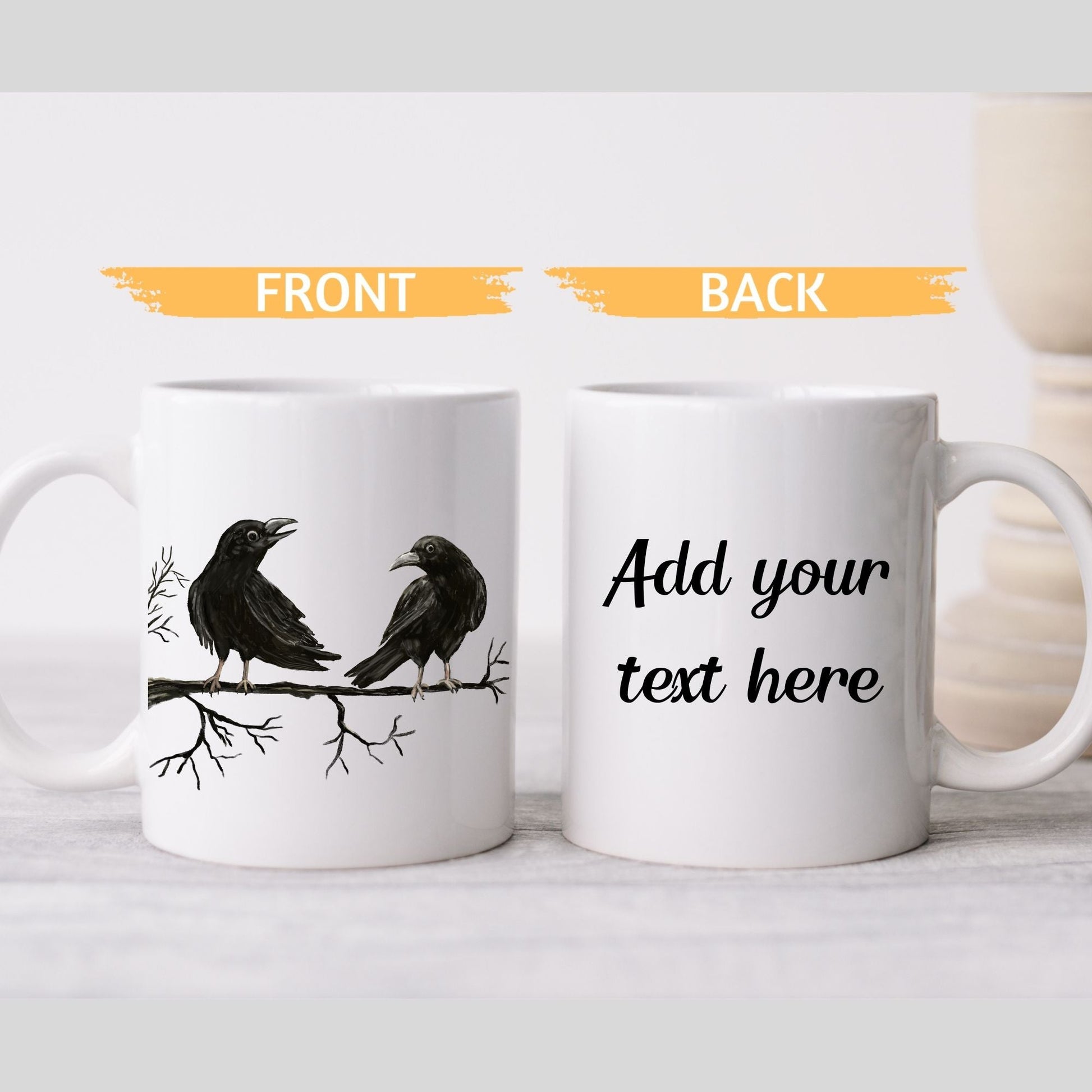 Black Crow Duo Ceramic Coffee Mug - MerikaArt
