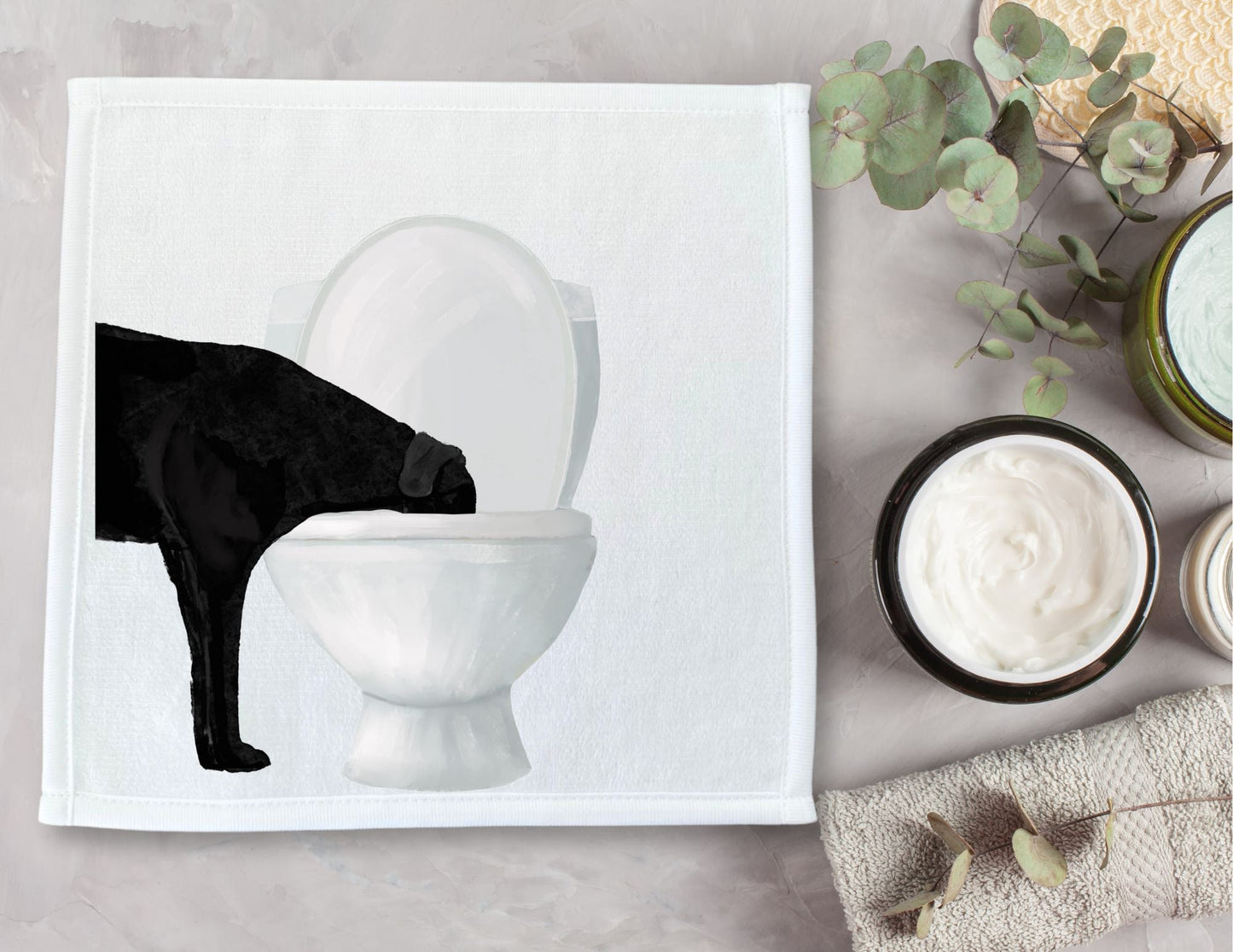 Black Dog Toilet Washcloth - MerikaArt