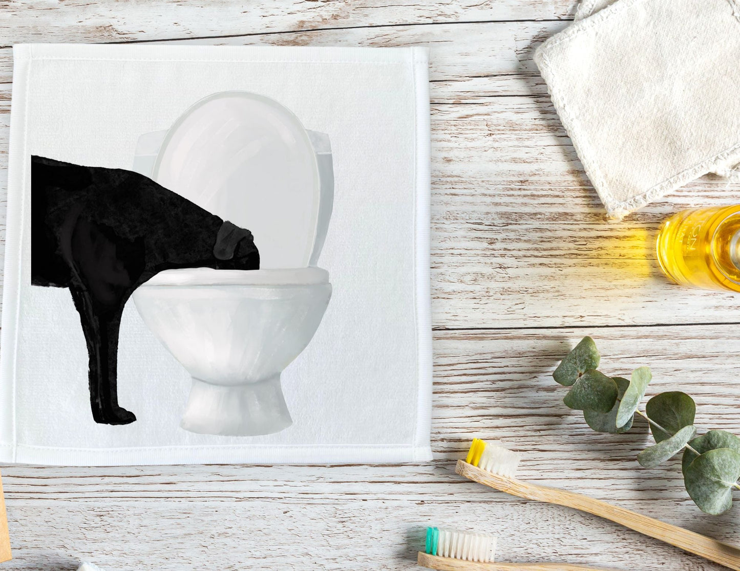 Black Dog Toilet Washcloth - MerikaArt