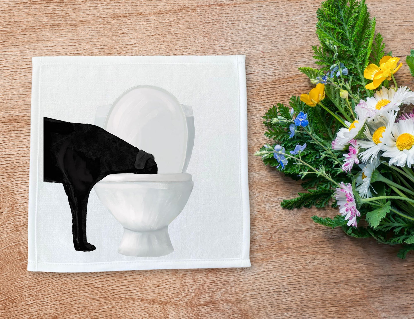 Black Dog Toilet Washcloth - MerikaArt