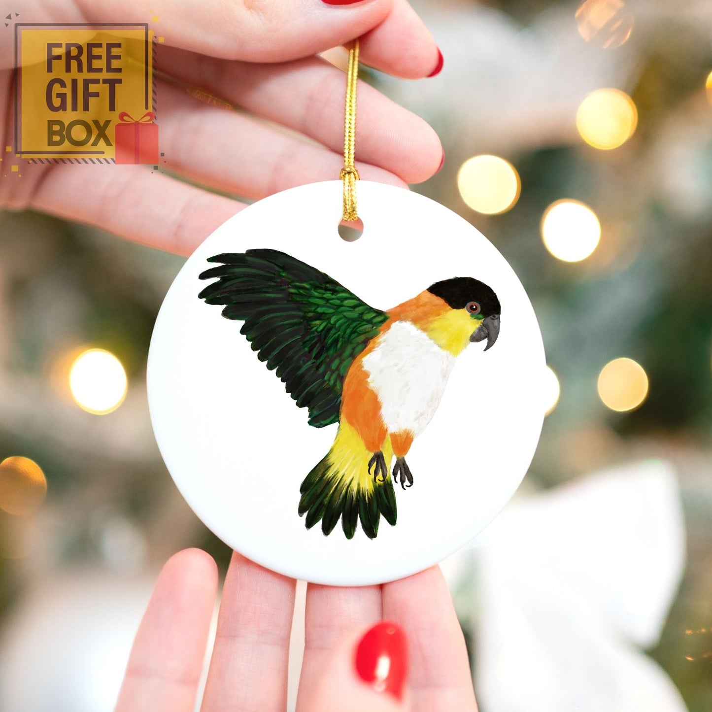 Black Headed Caique Ceramic Ornament - MerikaArt