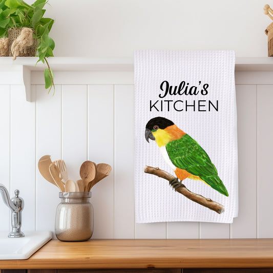 Black - Headed Caique Kitchen Towel - MerikaArt
