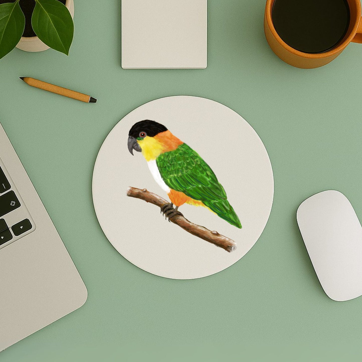 Black - Headed Caique Mousepad - MerikaArt