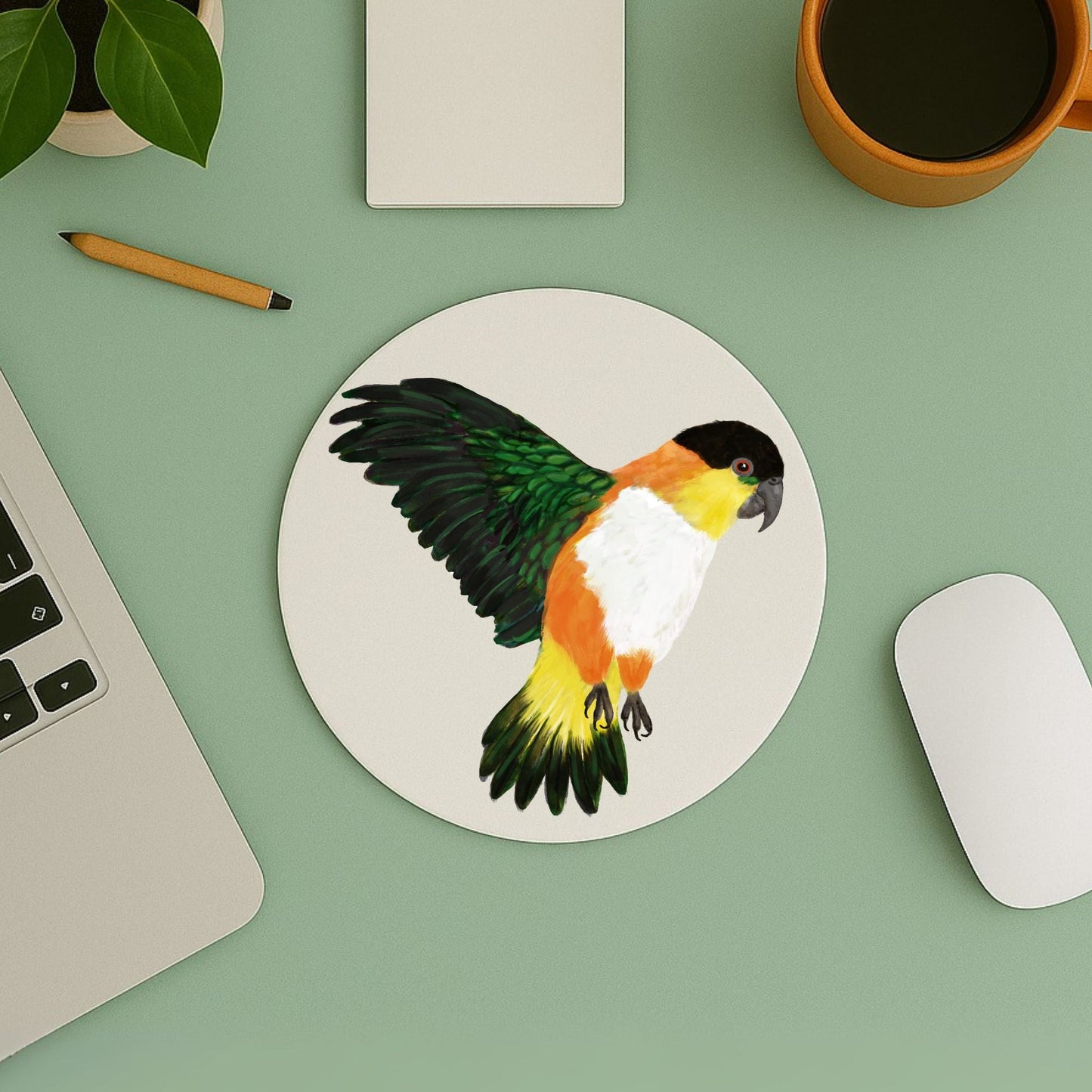 Black - Headed Caique Mousepad - MerikaArt