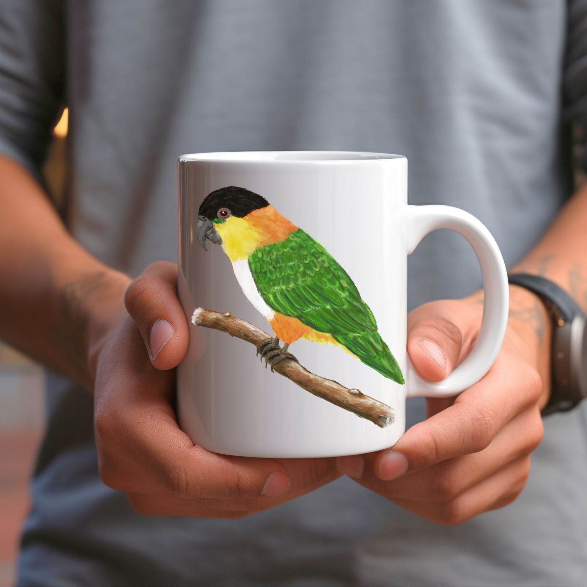 Black - Headed Caique Mug - MerikaArt