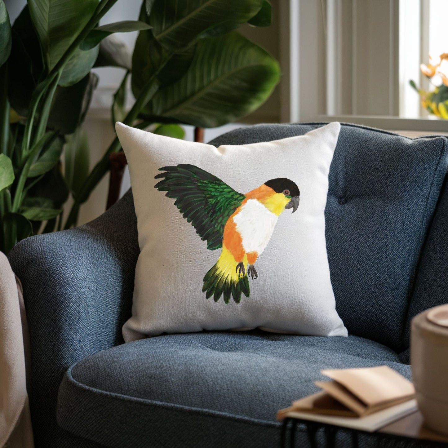 Black - headed Caique Pillow - MerikaArt