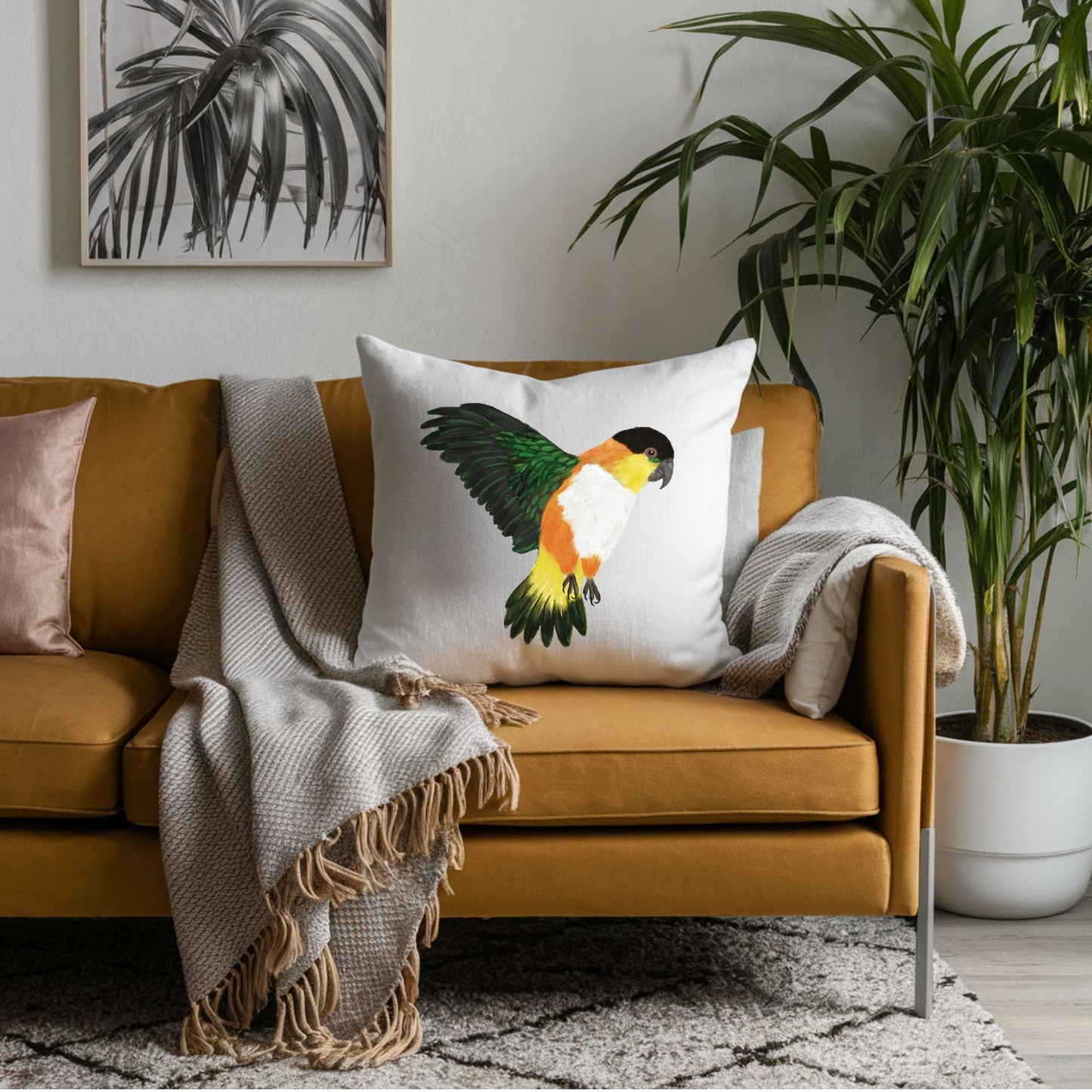 Black - headed Caique Pillow - MerikaArt