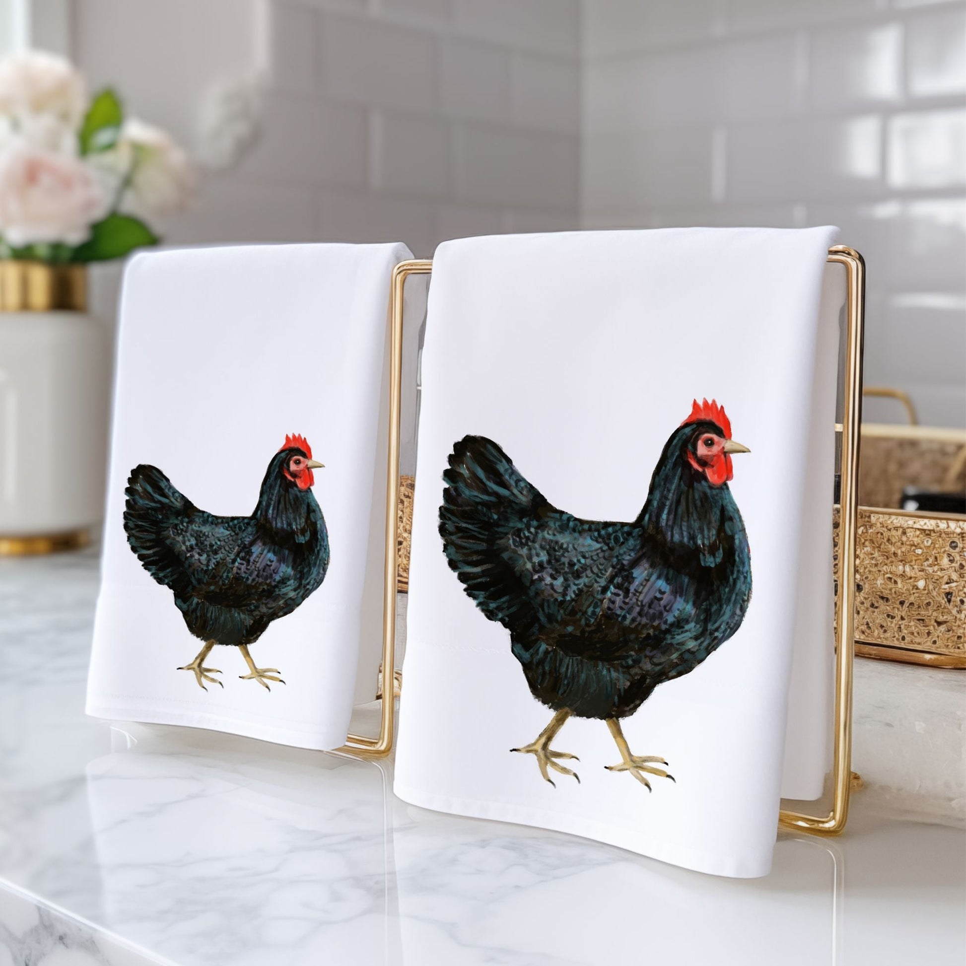 Black Hen Bathroom Towel - MerikaArt