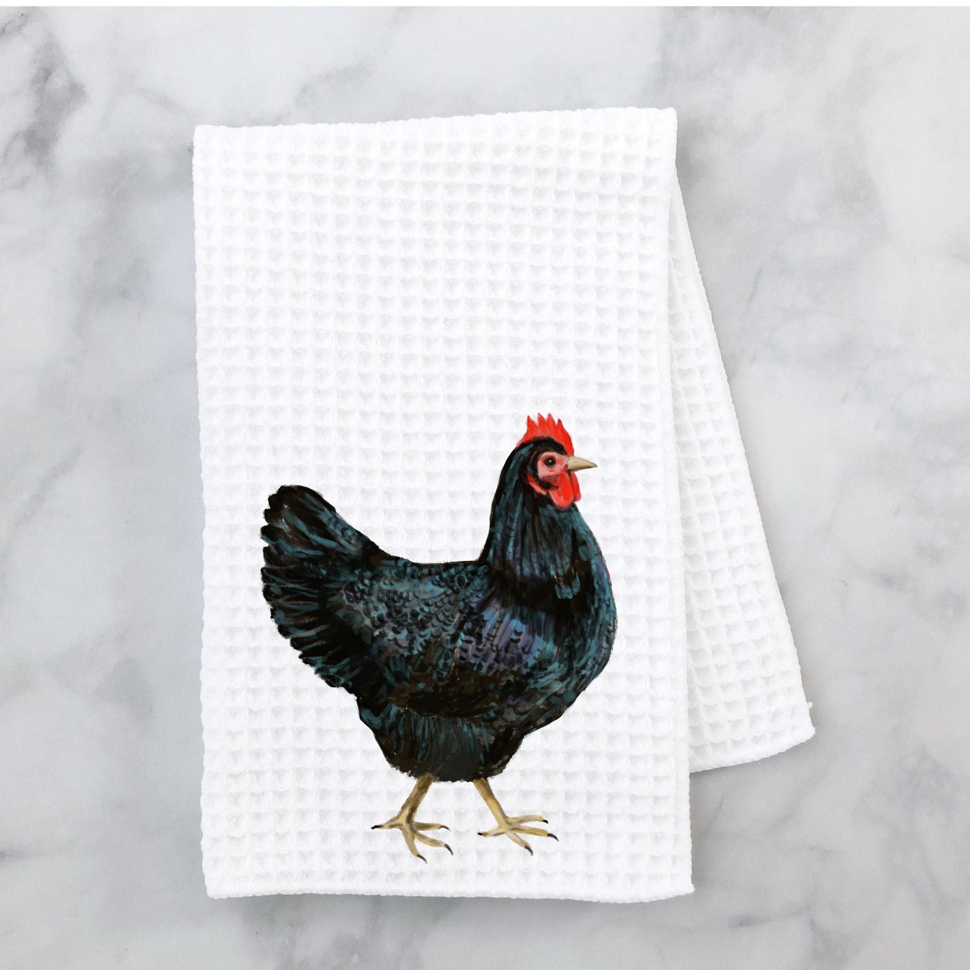 Black Hen Kitchen Towel - MerikaArt