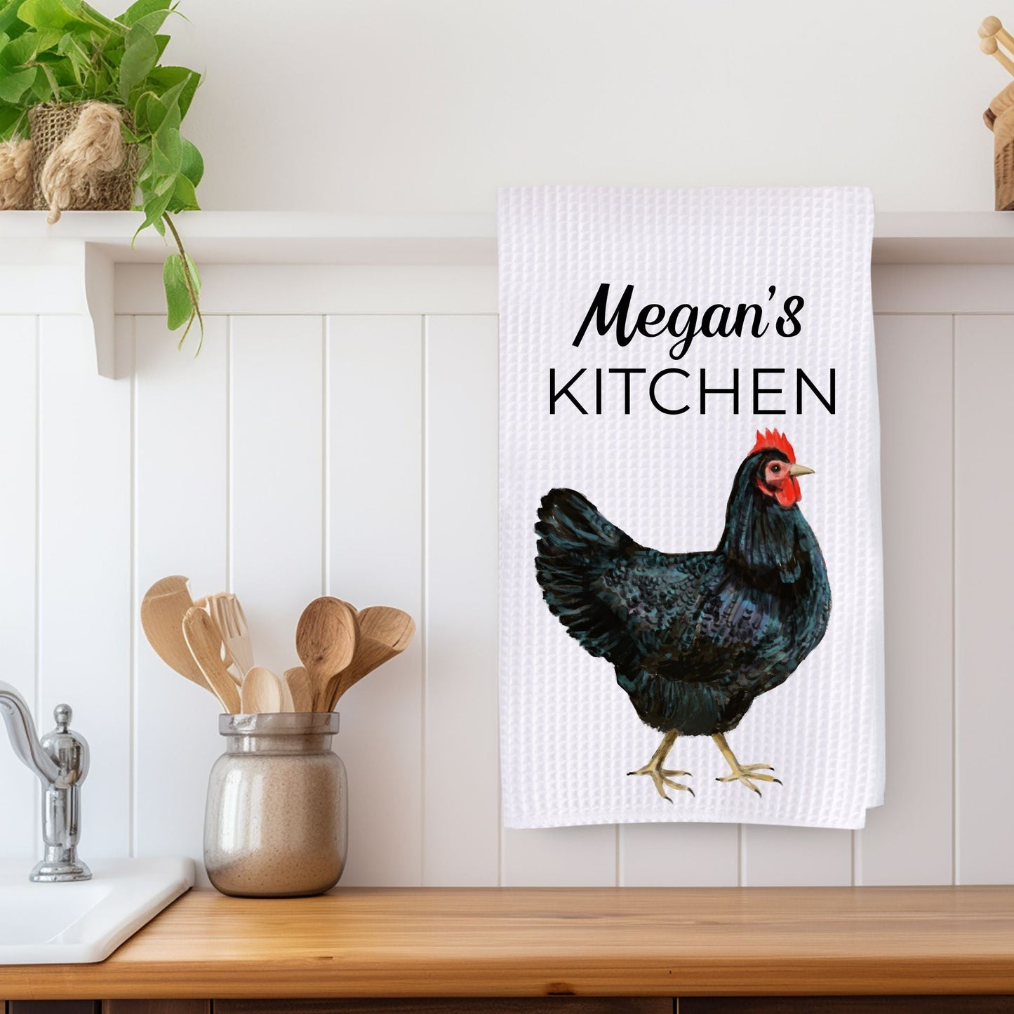 Black Hen Kitchen Towel - MerikaArt