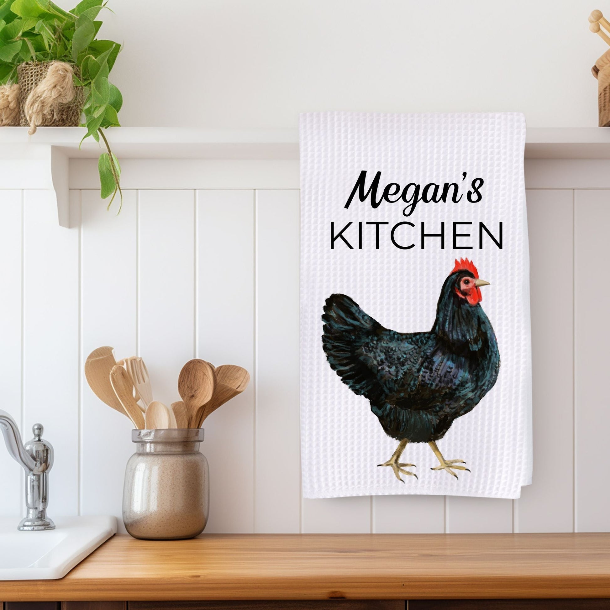 Black Hen Kitchen Towel - MerikaArt