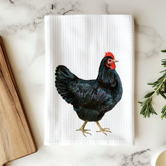 Black Hen Kitchen Towel - MerikaArt