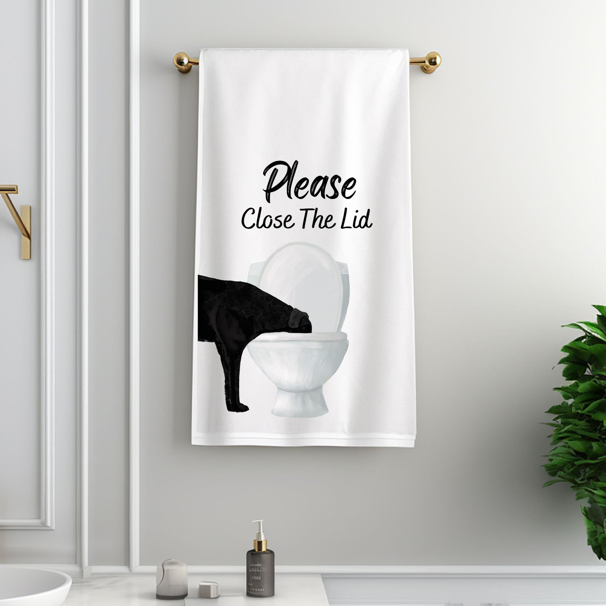 Black Lab Dog Bathroom Towel - MerikaArt