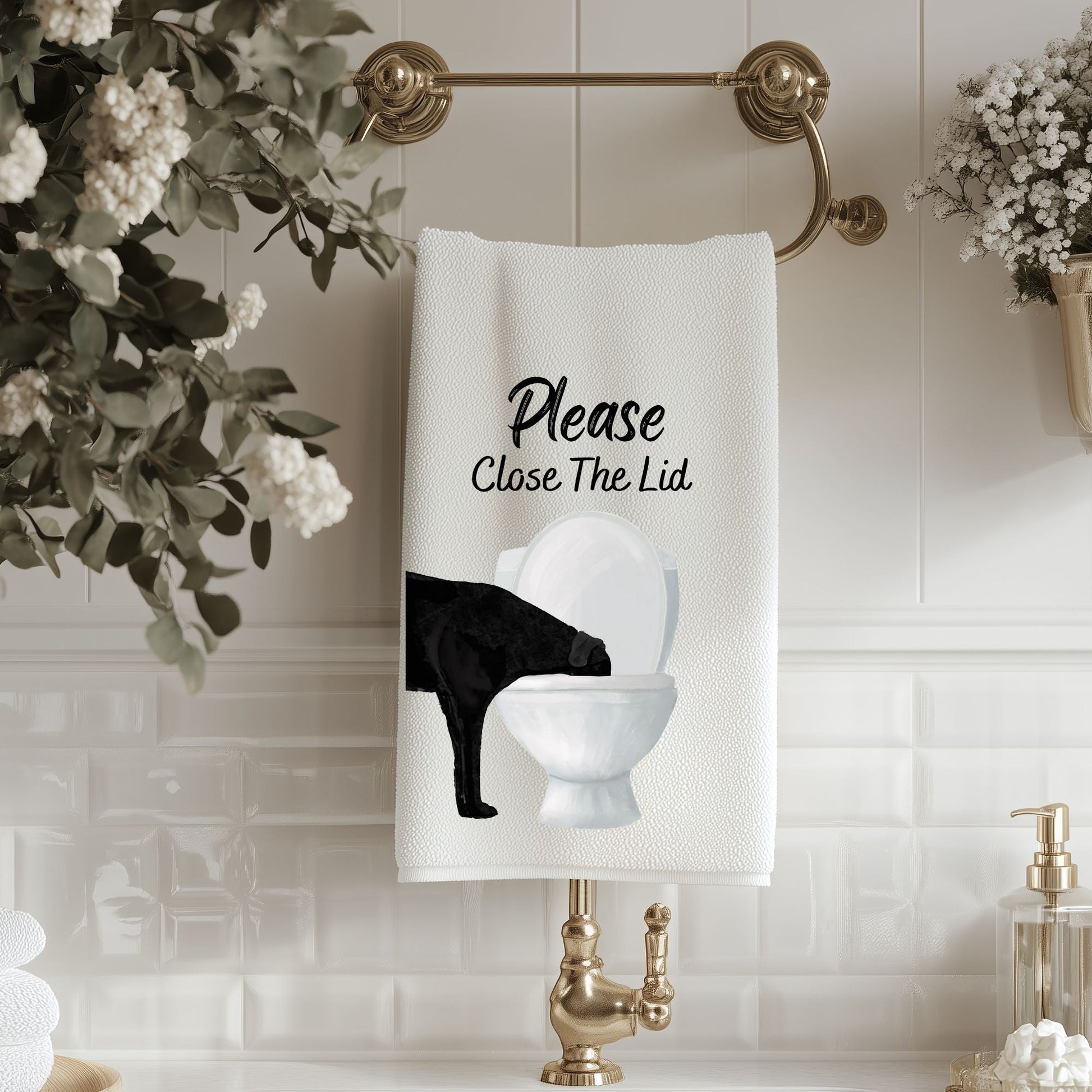 Black Lab Dog Bathroom Towel - MerikaArt