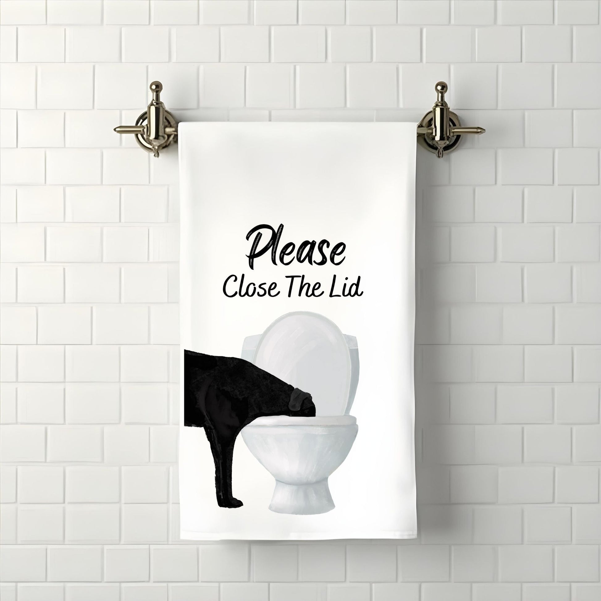Black Lab Dog Bathroom Towel - MerikaArt