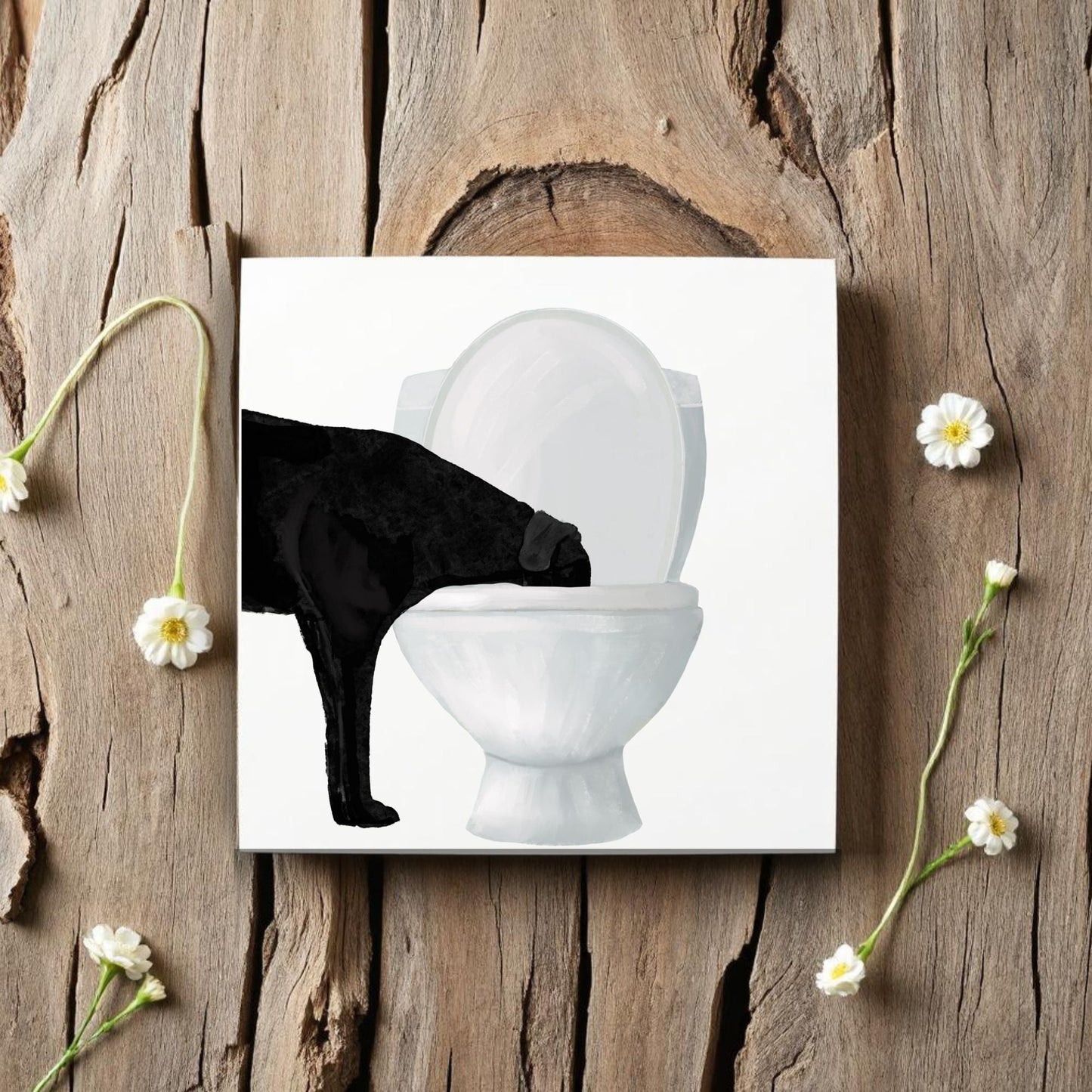 Black Lab Toilet Ceramic Tile - MerikaArt