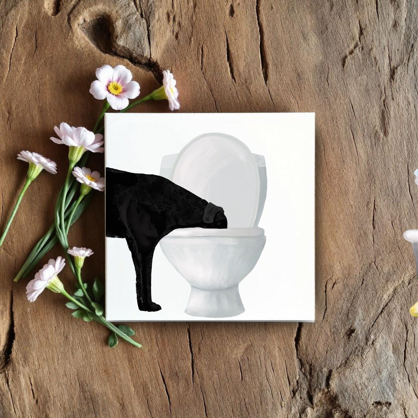 Black Lab Toilet Ceramic Tile - MerikaArt