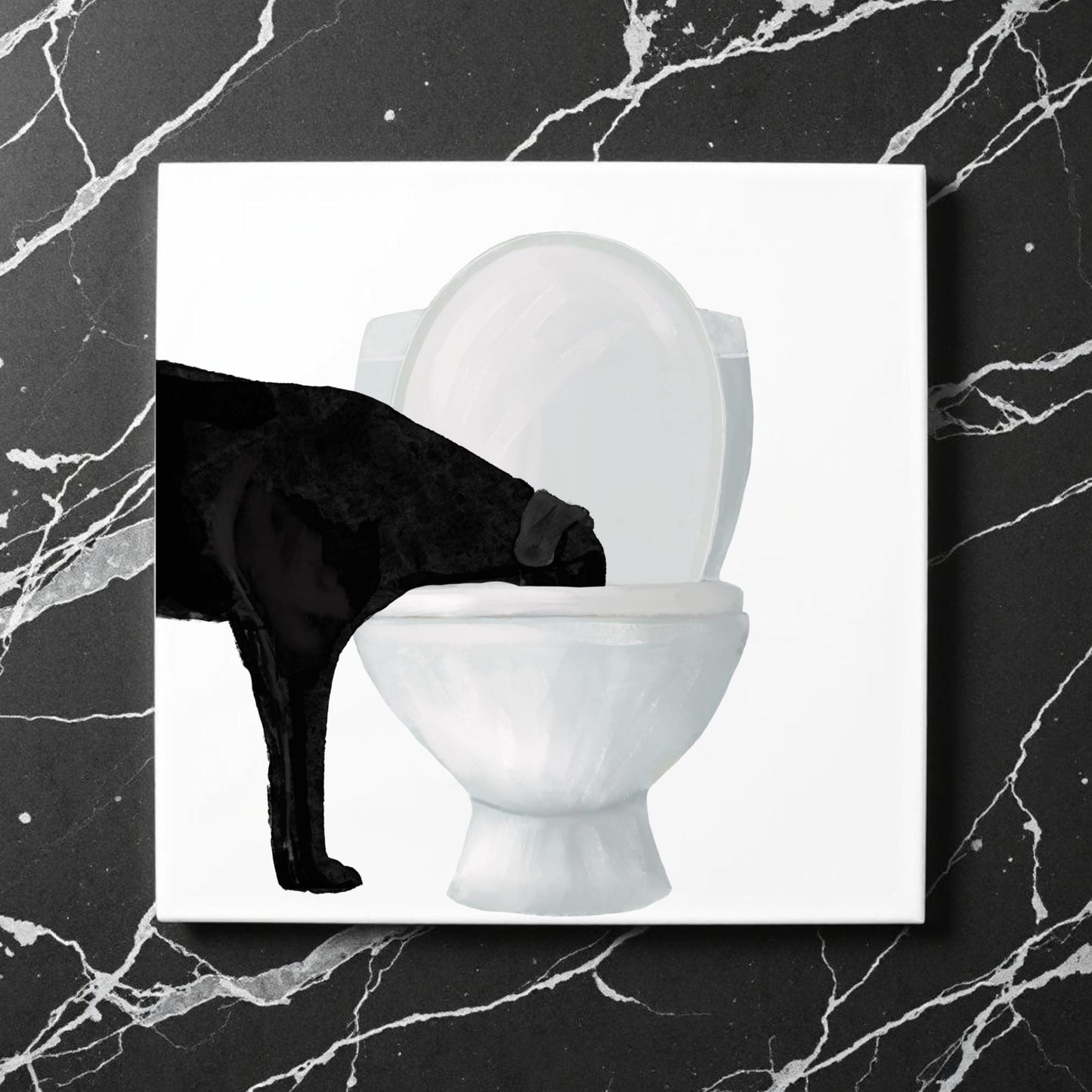 Black Lab Toilet Ceramic Tile - MerikaArt