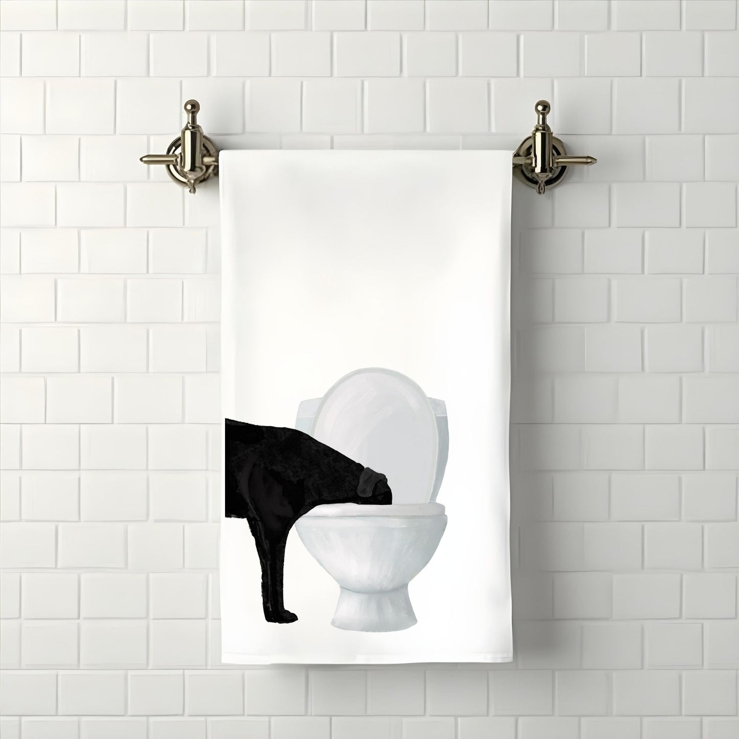 Black Labrador Bathroom Towel - MerikaArt