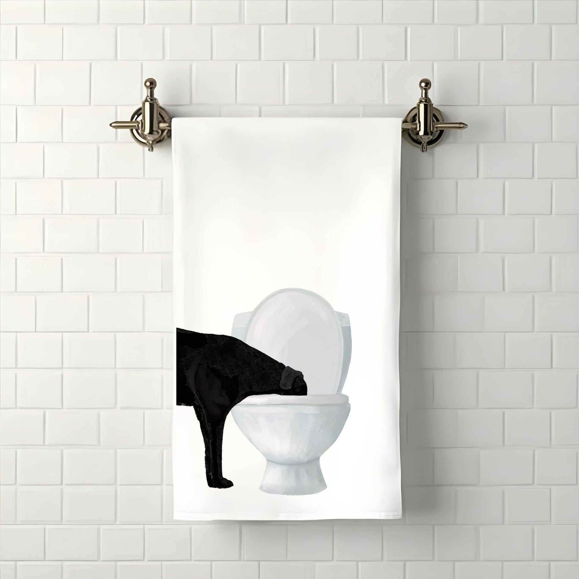 Black Labrador Bathroom Towel - MerikaArt