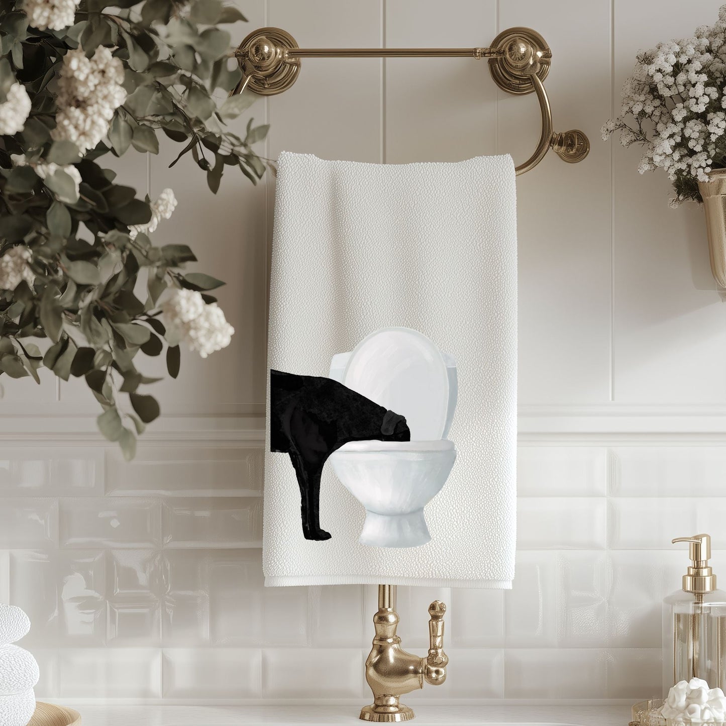 Black Labrador Bathroom Towel - MerikaArt