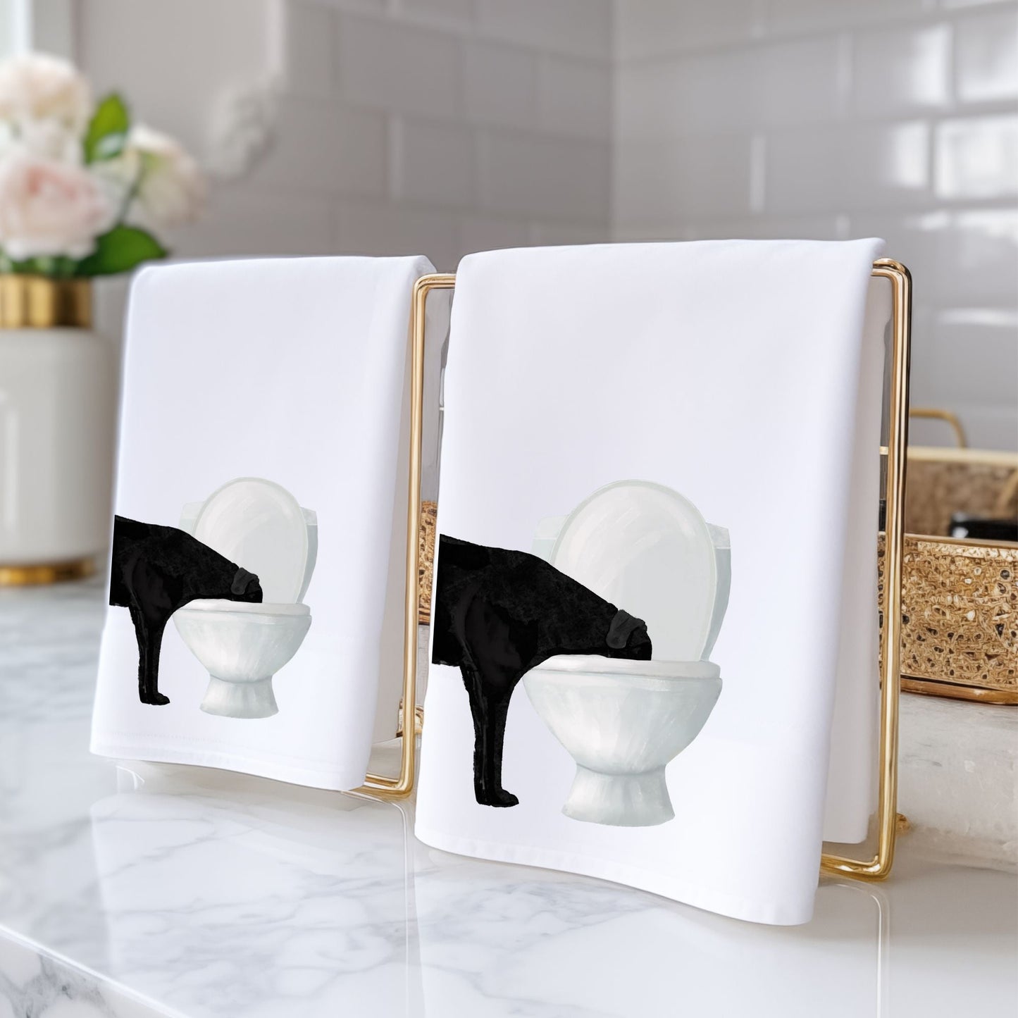 Black Labrador Bathroom Towel - MerikaArt