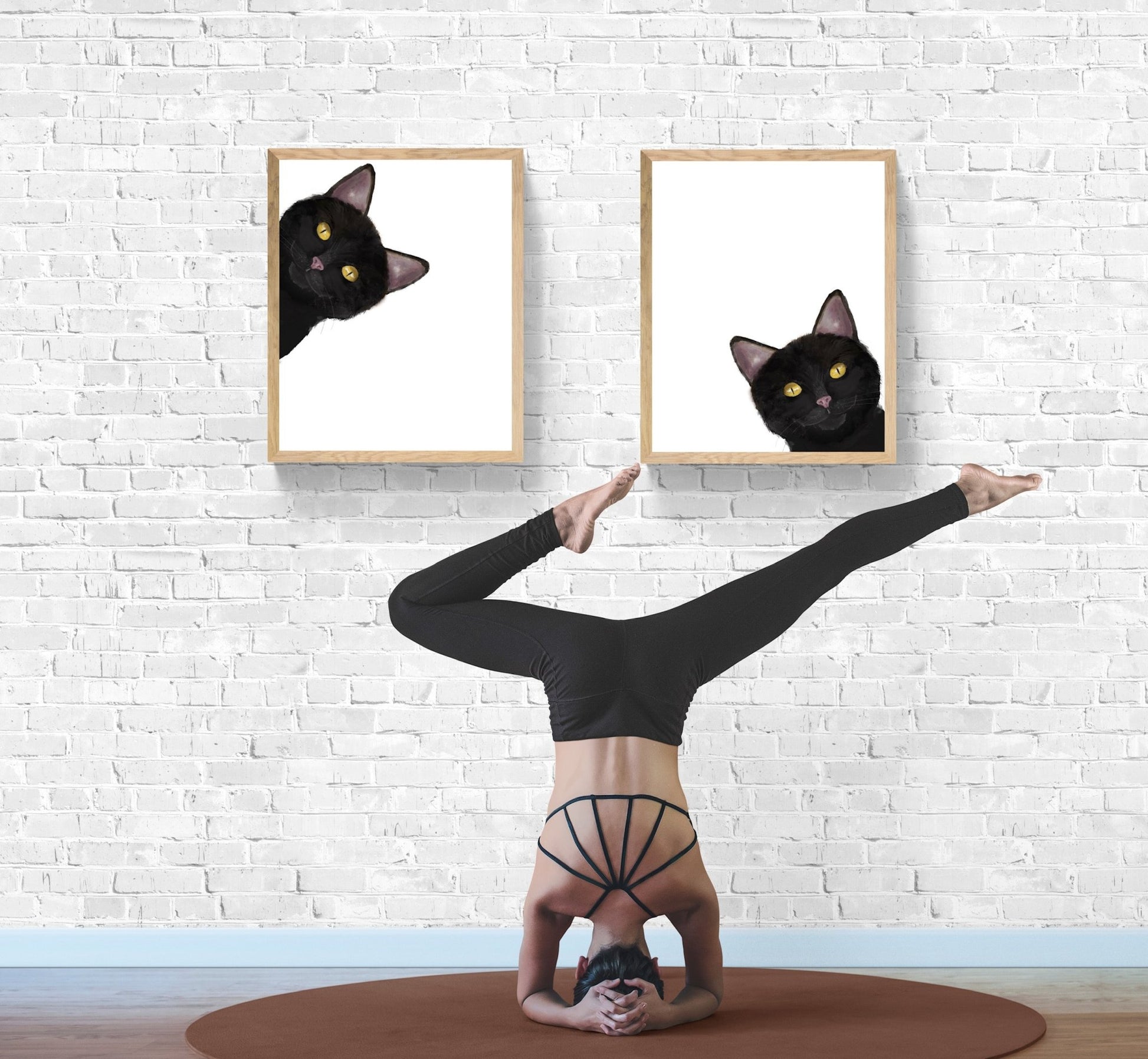 Black Peekaboo Cat Set Of 2 Wall Art - MerikaArt