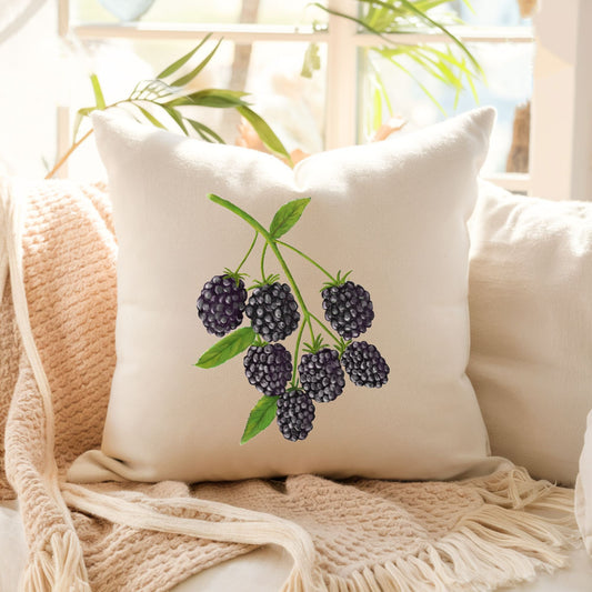 Blackberry Branch Pillow - MerikaArt