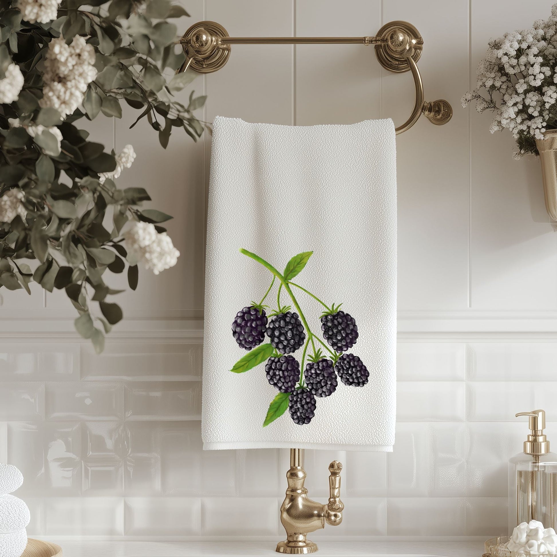 Blackberry Fruit Bathroom Towel - MerikaArt