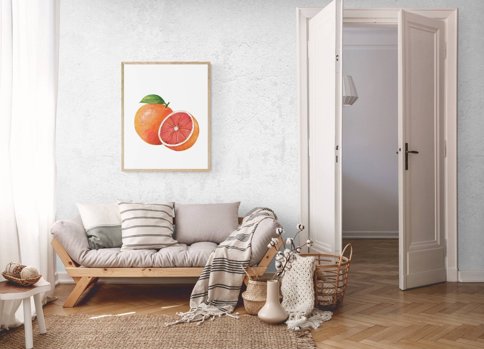 Blood Orange Art Print, Orange Wall Art, Kitchen Wall Hanging, Dining Room Decor, Citrus Painting, Fruit Illustration, Farmhouse Wall Decor - MerikaArt