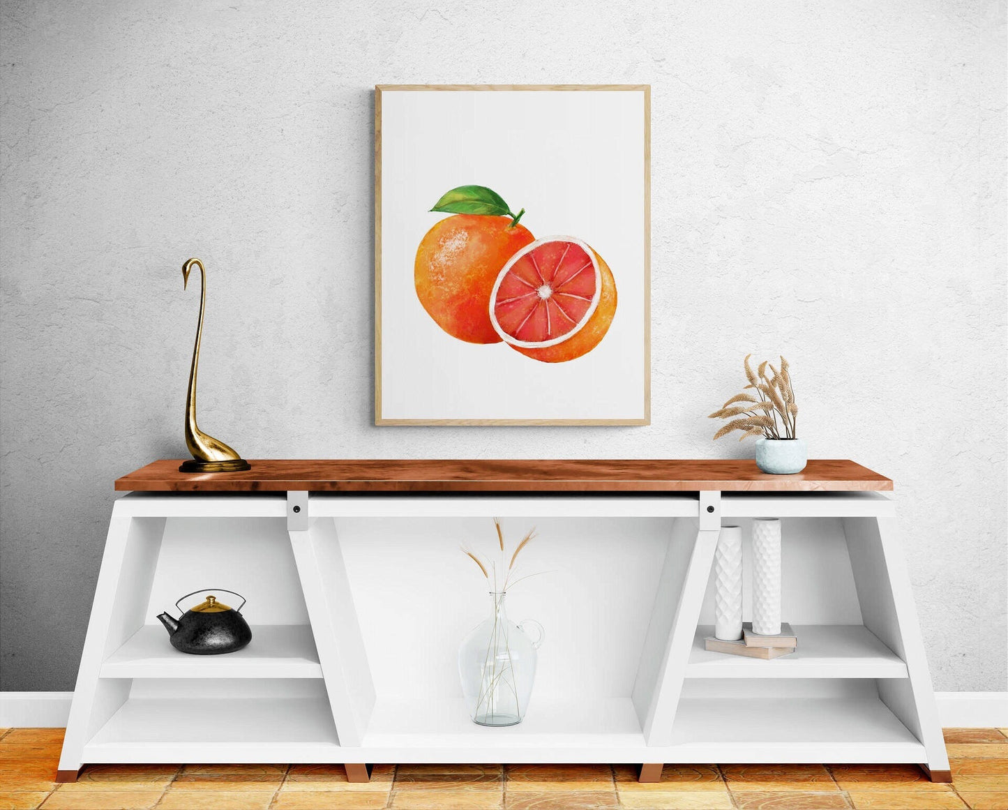 Blood Orange Art Print, Orange Wall Art, Kitchen Wall Hanging, Dining Room Decor, Citrus Painting, Fruit Illustration, Farmhouse Wall Decor - MerikaArt
