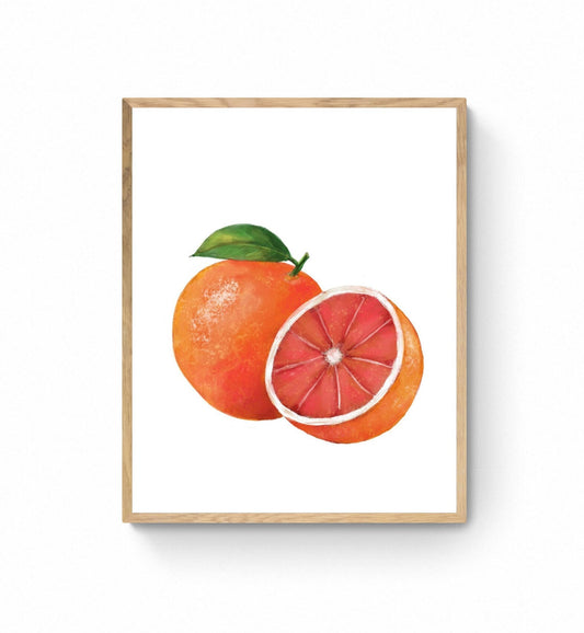 Blood Orange Art Print, Orange Wall Art, Kitchen Wall Hanging, Dining Room Decor, Citrus Painting, Fruit Illustration, Farmhouse Wall Decor - MerikaArt