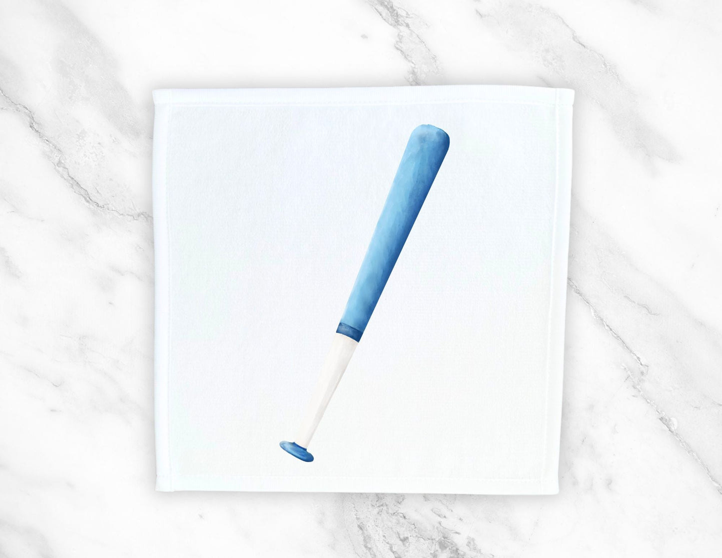 Blue Baseball Bat Washcloth - MerikaArt