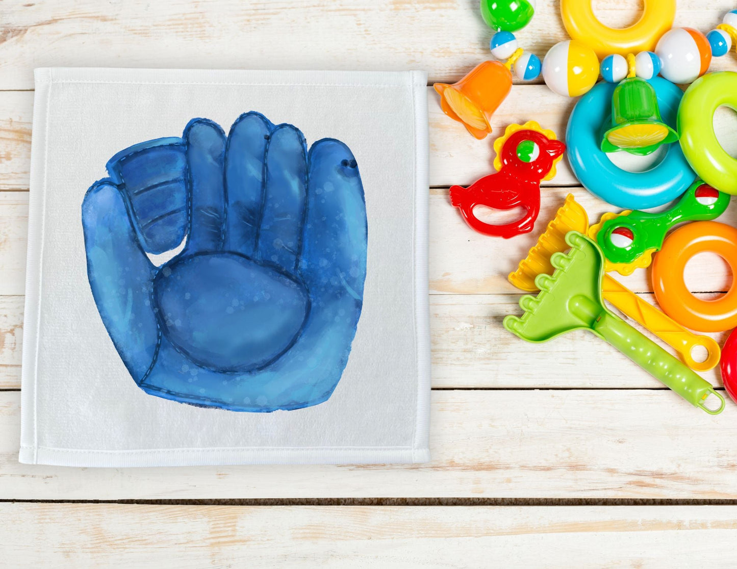 Blue Baseball Glove Washcloth - MerikaArt