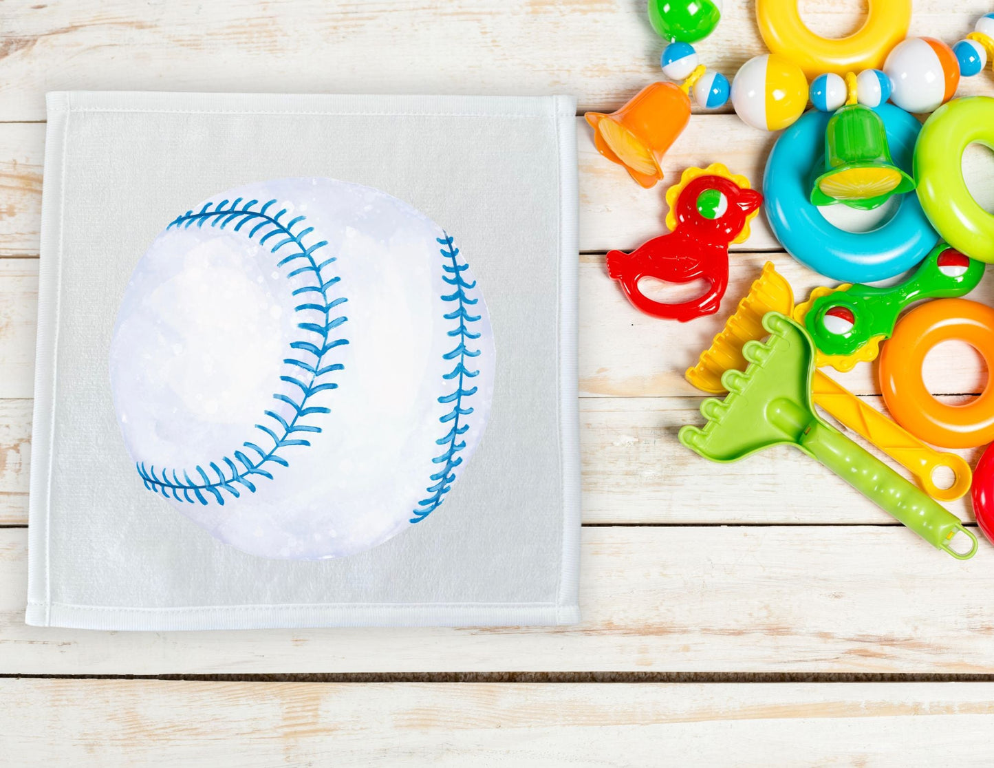 Blue Baseball Washcloth | "Sporty Cool Pitch" - MerikaArt