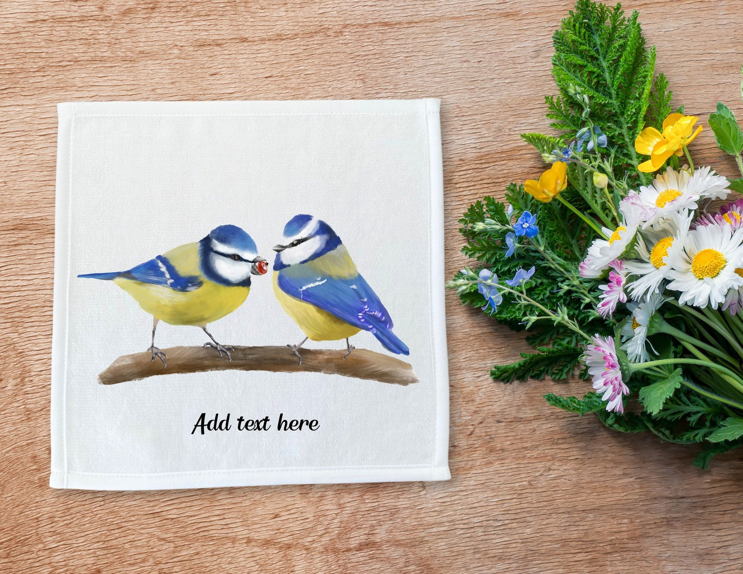 Blue Birds Washcloth - MerikaArt