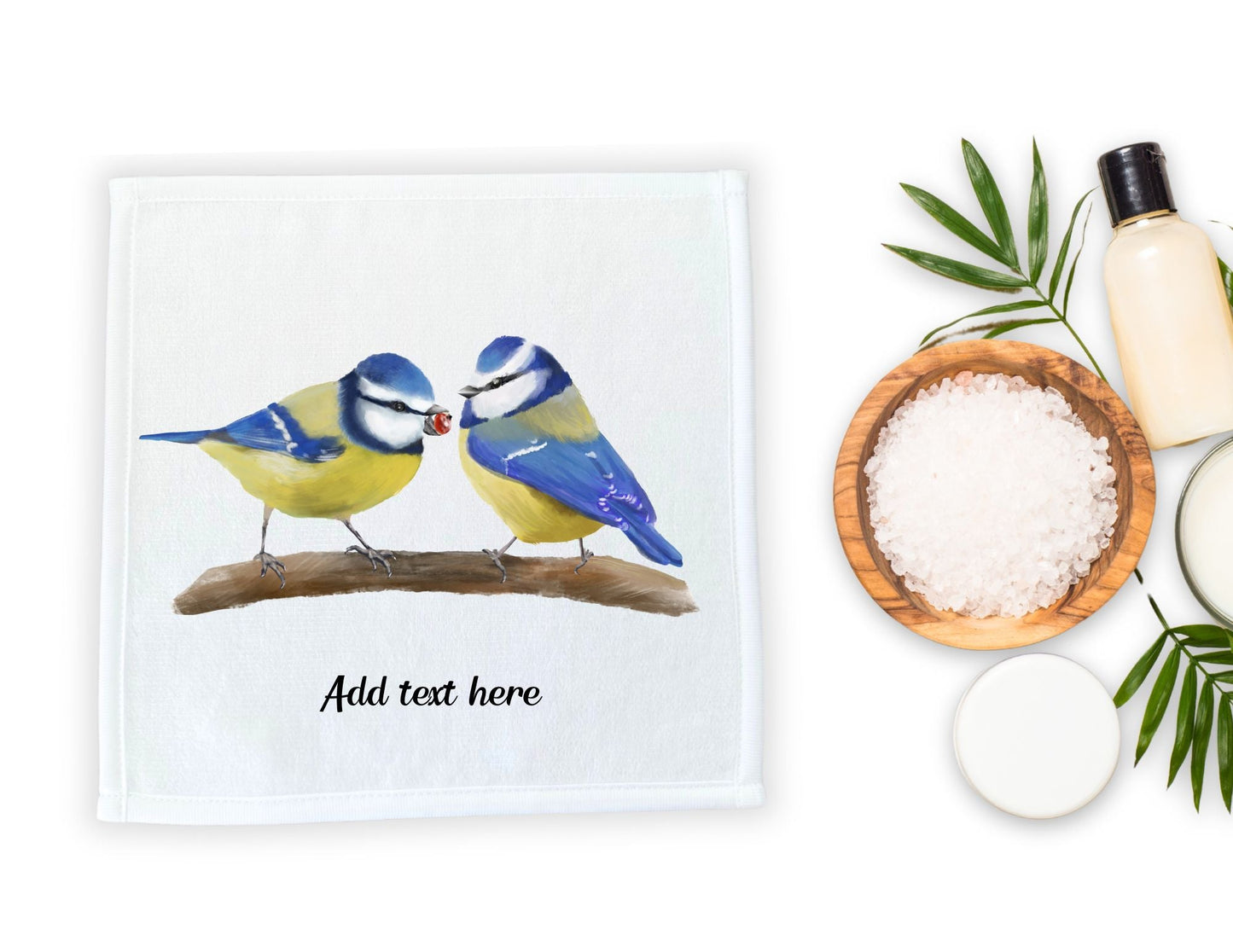 Blue Birds Washcloth - MerikaArt